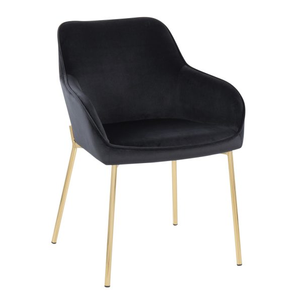 Daniella Gold and Black Velvet Contemporary Dining Chairs Set of 2 2