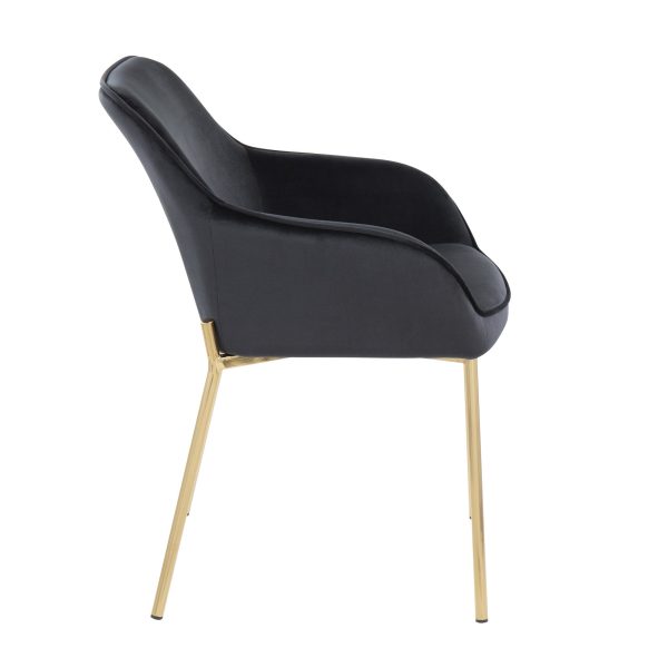 Daniella Gold and Black Velvet Contemporary Dining Chairs Set of 2 3