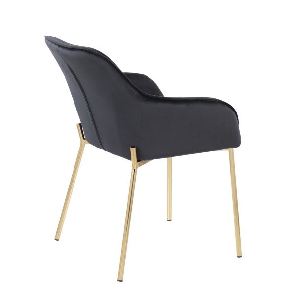 Daniella Gold and Black Velvet Contemporary Dining Chairs Set of 2 4