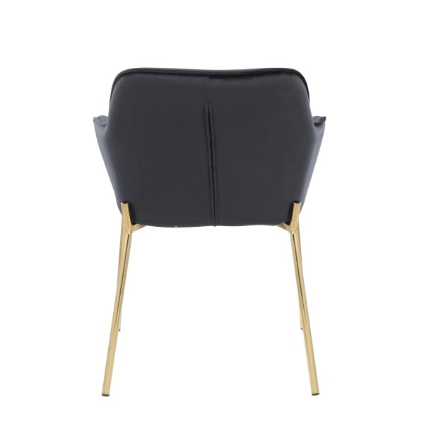 Daniella Gold and Black Velvet Contemporary Dining Chairs Set of 2 5