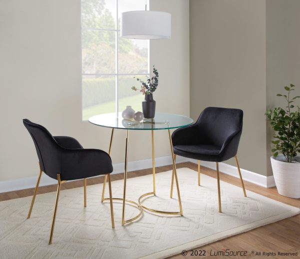 Daniella Gold and Black Velvet Contemporary Dining Chairs Set of 2