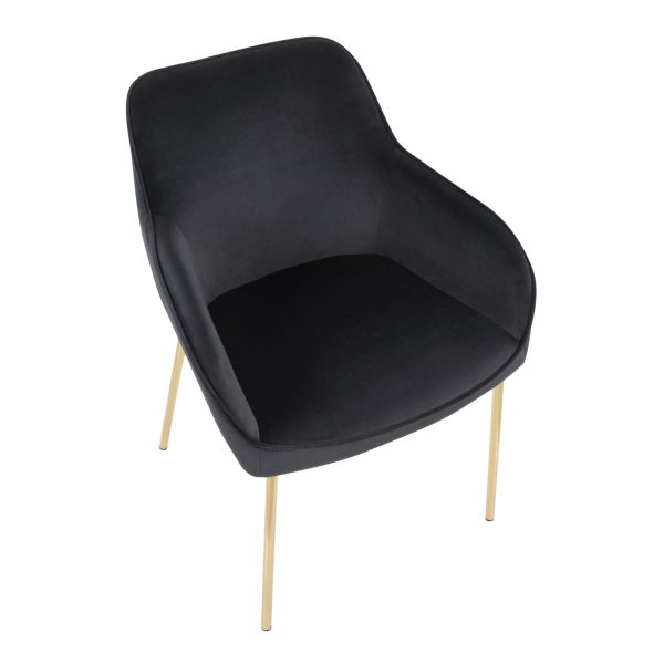 Daniella Gold and Black Velvet Contemporary Dining Chairs Set of 2 7