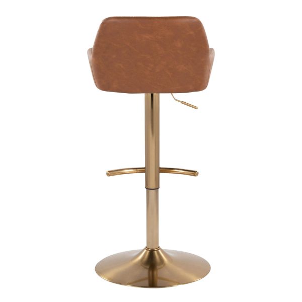 Daniella Gold and Camel Contemporary Adjustable Barstool Set of 2 6
