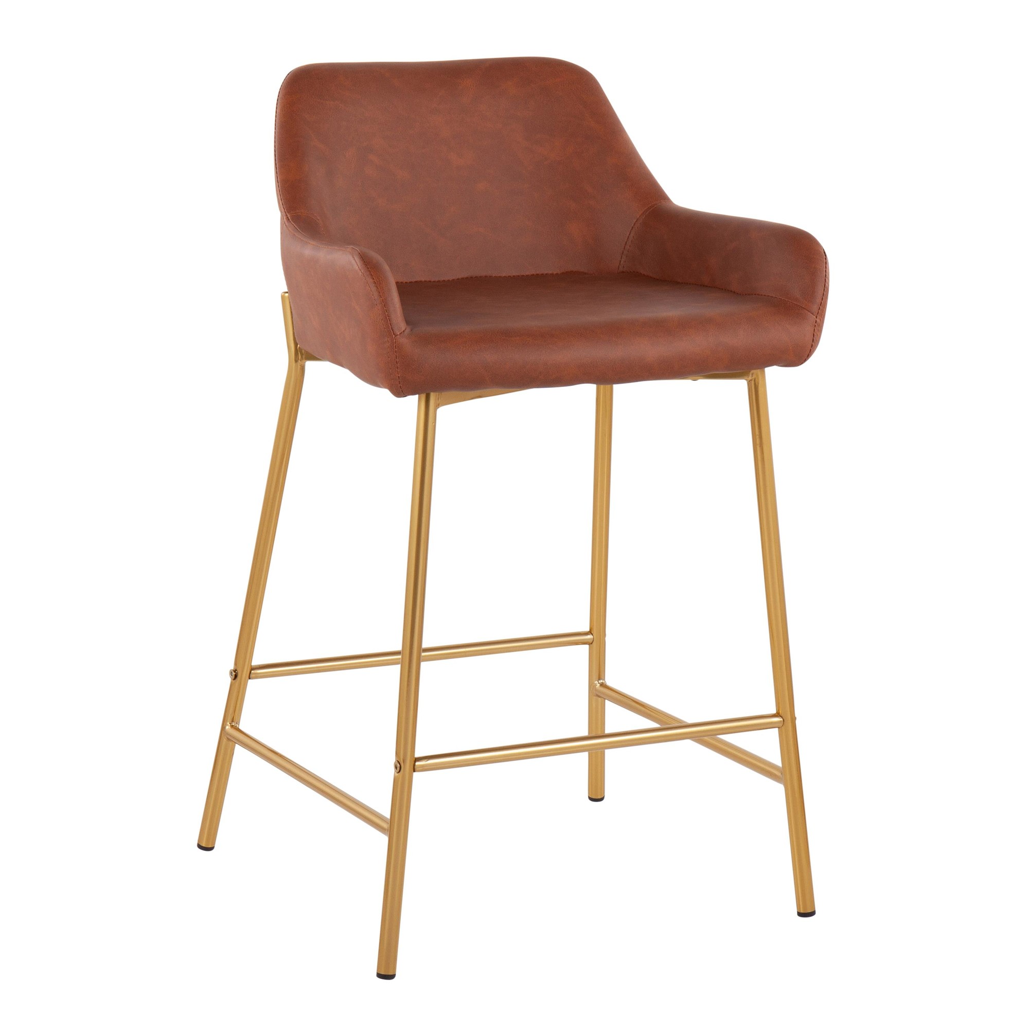 Daniella Gold and Camel Contemporary Counter Stools (Set of 2) 4 Daniella Gold and Camel Contemporary Counter Stools (Set of 2) - Image 4