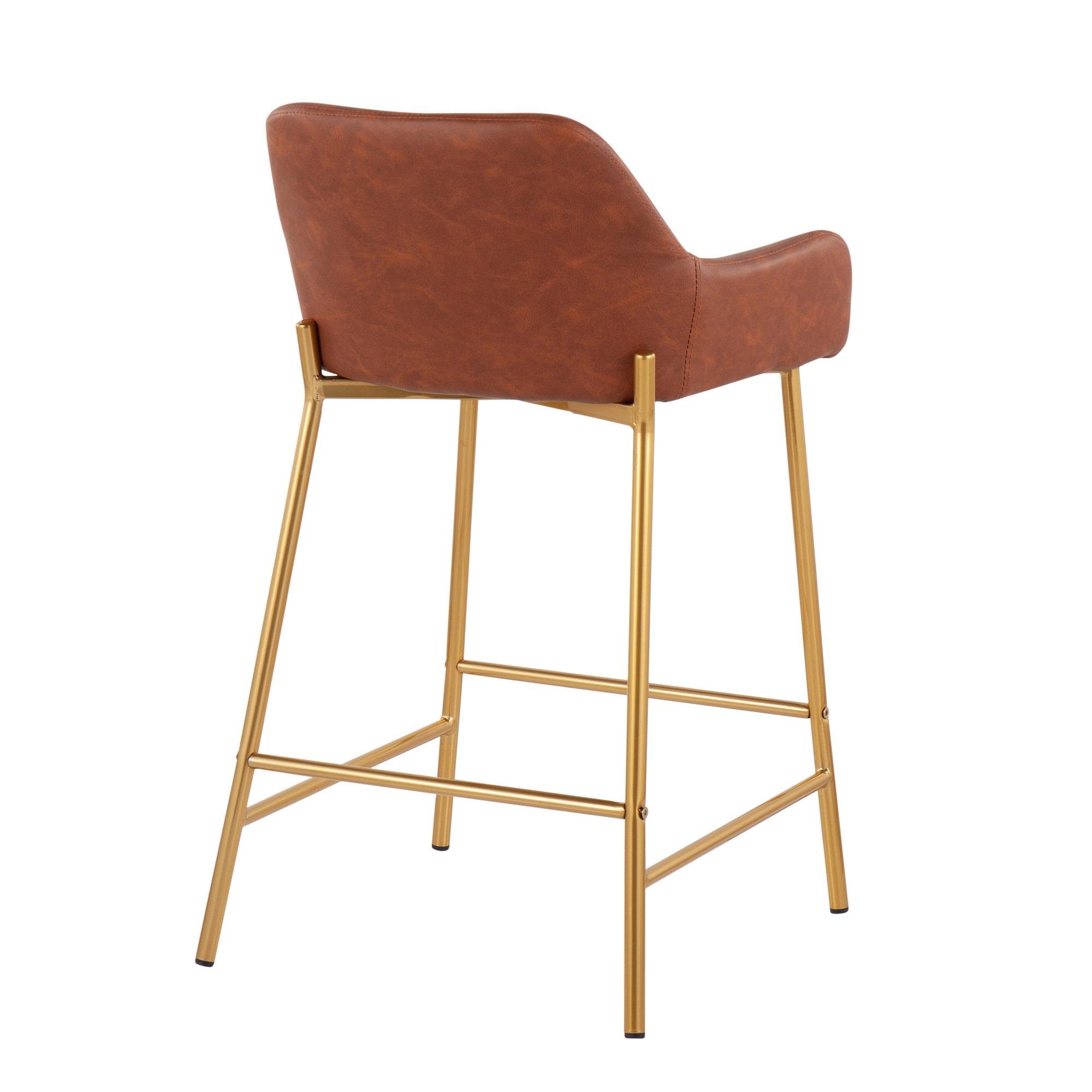 Daniella Gold and Camel Contemporary Counter Stools (Set of 2) 6 Daniella Gold and Camel Contemporary Counter Stools (Set of 2) - Image 6