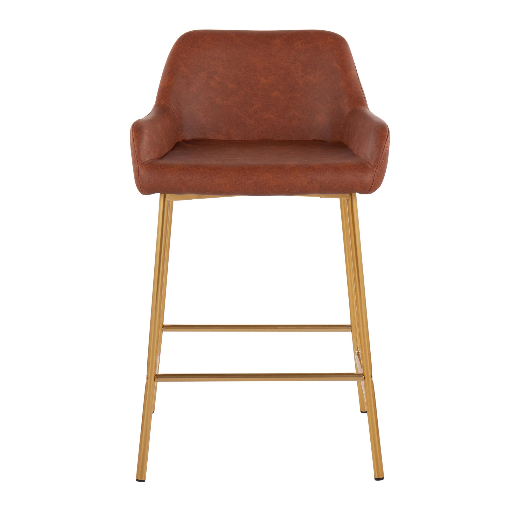 Daniella Gold and Camel Contemporary Counter Stools (Set of 2) 8 Daniella Gold and Camel Contemporary Counter Stools (Set of 2) - Image 8