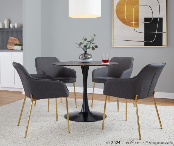 Daniella Gold and Charcoal Contemporary Dining Chairs Set of 2 1
