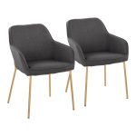 Daniella Gold and Charcoal Contemporary Dining Chairs (Set of 2)