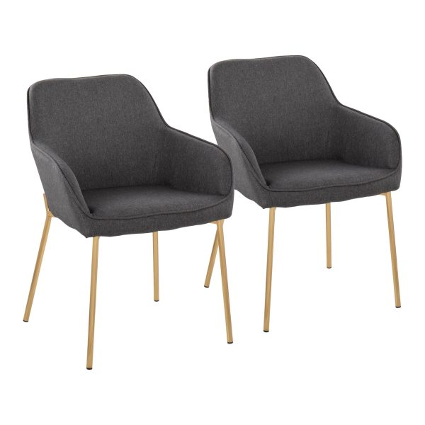Daniella Gold and Charcoal Contemporary Dining Chairs Set of 2 2