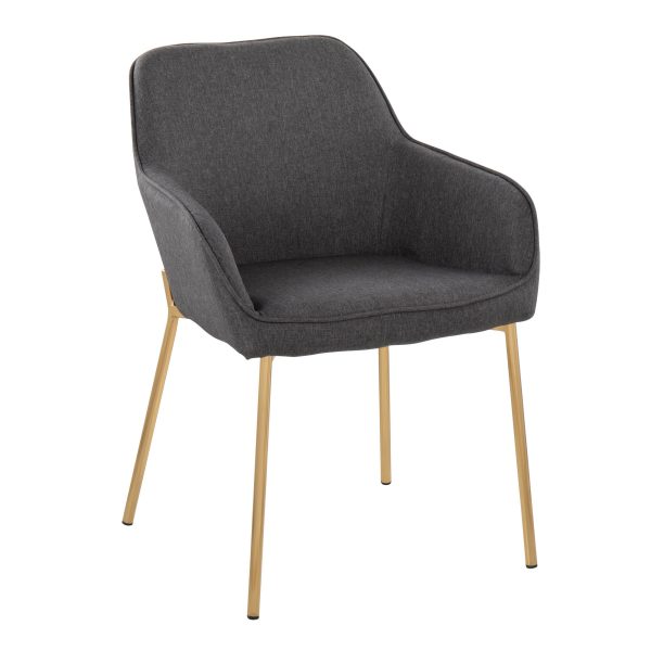 Daniella Gold and Charcoal Contemporary Dining Chairs Set of 2 3