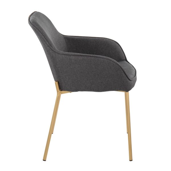 Daniella Gold and Charcoal Contemporary Dining Chairs Set of 2 4