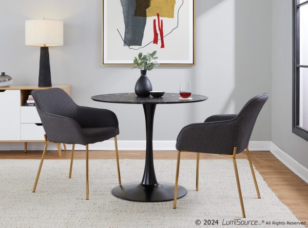 Daniella Gold and Charcoal Contemporary Dining Chairs Set of 2