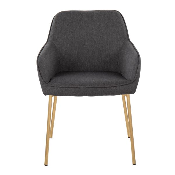 Daniella Gold and Charcoal Contemporary Dining Chairs Set of 2 7