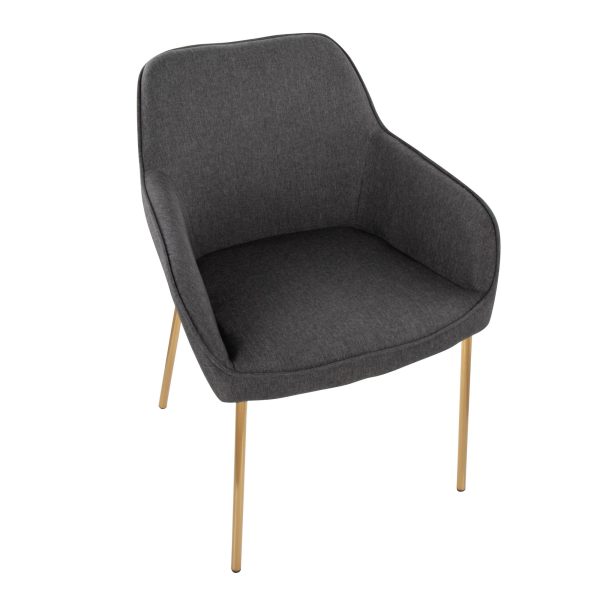 Daniella Gold and Charcoal Contemporary Dining Chairs Set of 2 8