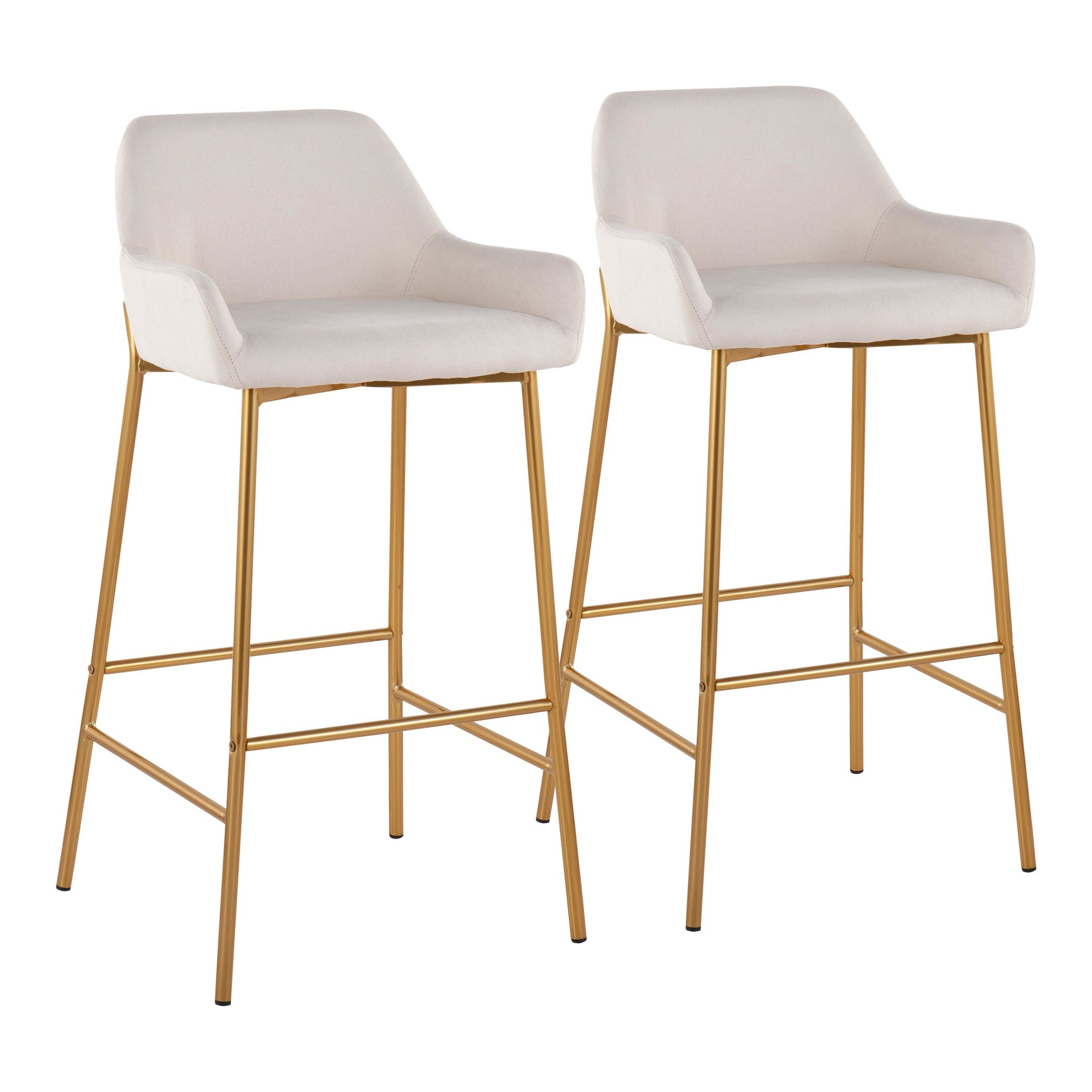 Daniella Gold and Cream Contemporary Bar Stools (Set of 2) 2 Daniella Gold and Cream Contemporary Bar Stools (Set of 2) - Image 2
