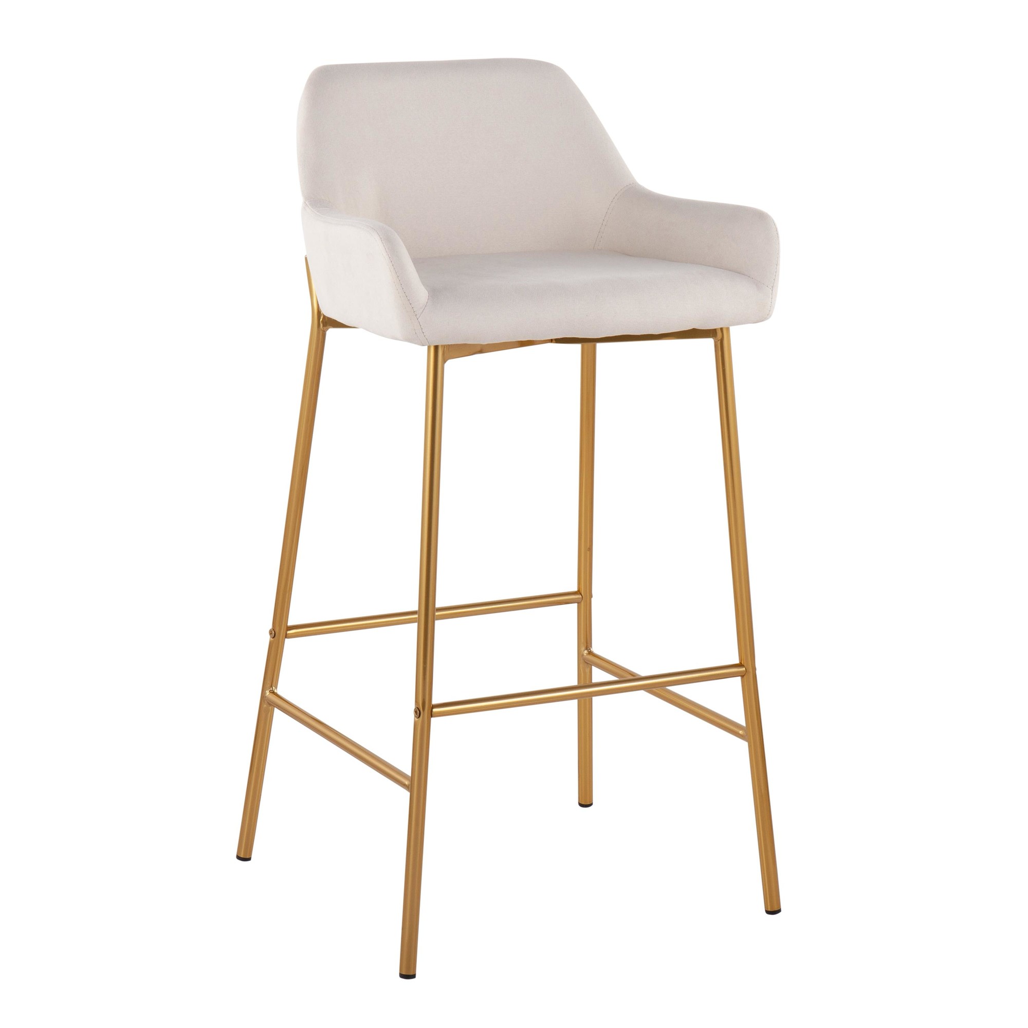 Daniella Gold and Cream Contemporary Bar Stools (Set of 2) 3 Daniella Gold and Cream Contemporary Bar Stools (Set of 2) - Image 3