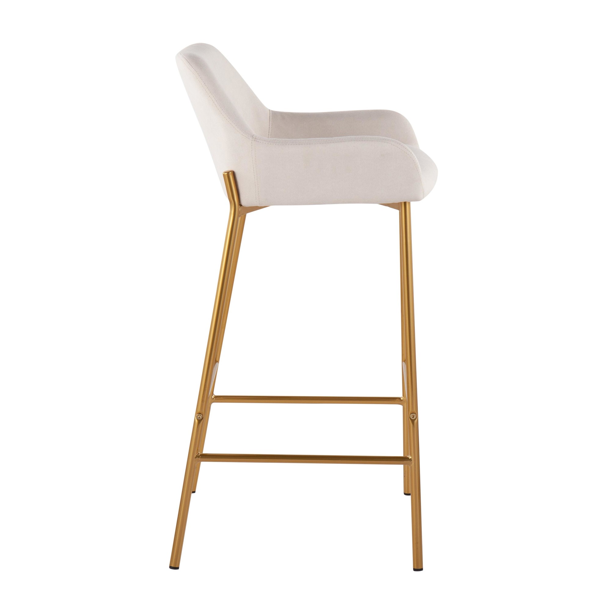 Daniella Gold and Cream Contemporary Bar Stools (Set of 2) 4 Daniella Gold and Cream Contemporary Bar Stools (Set of 2) - Image 4