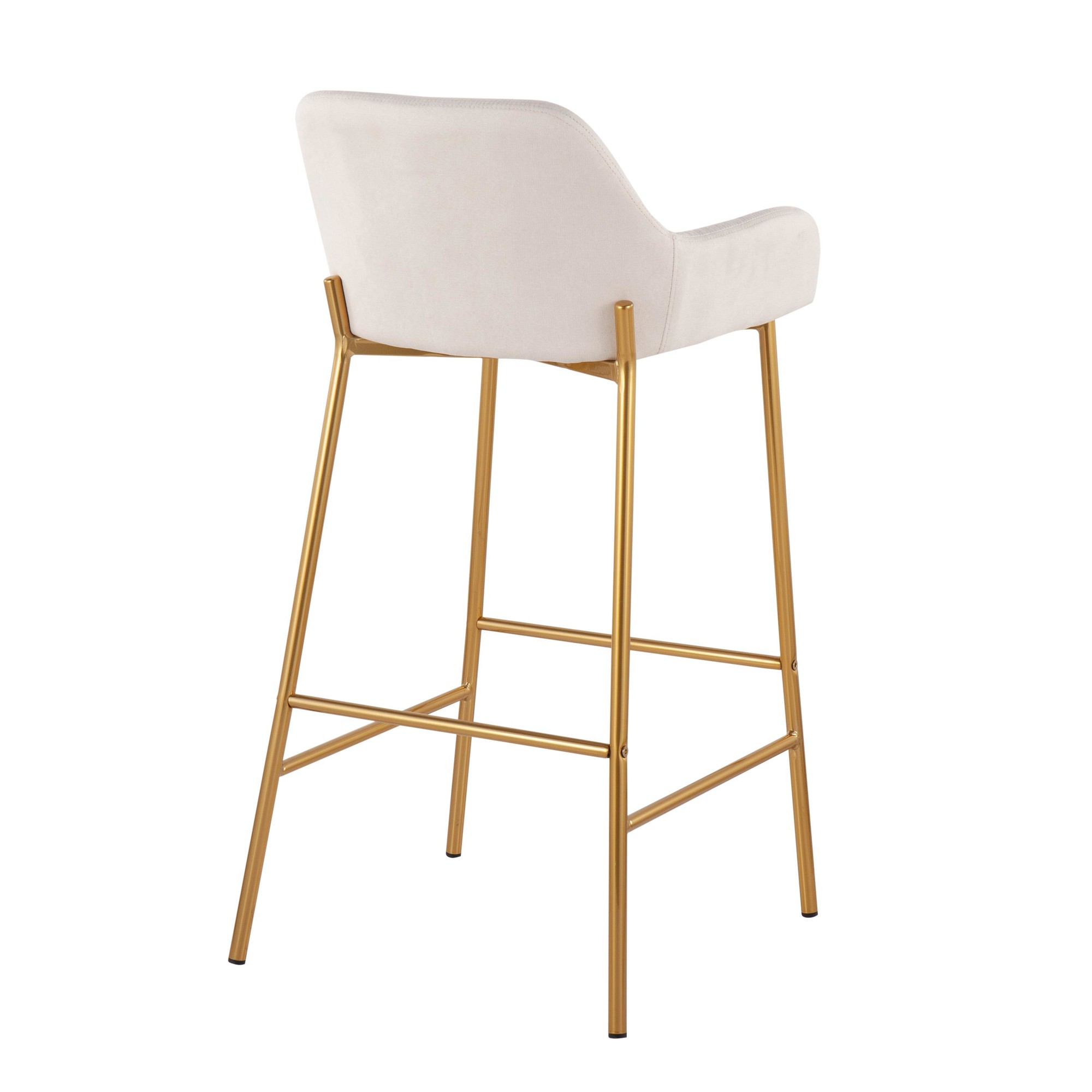 Daniella Gold and Cream Contemporary Bar Stools (Set of 2) 5 Daniella Gold and Cream Contemporary Bar Stools (Set of 2) - Image 5