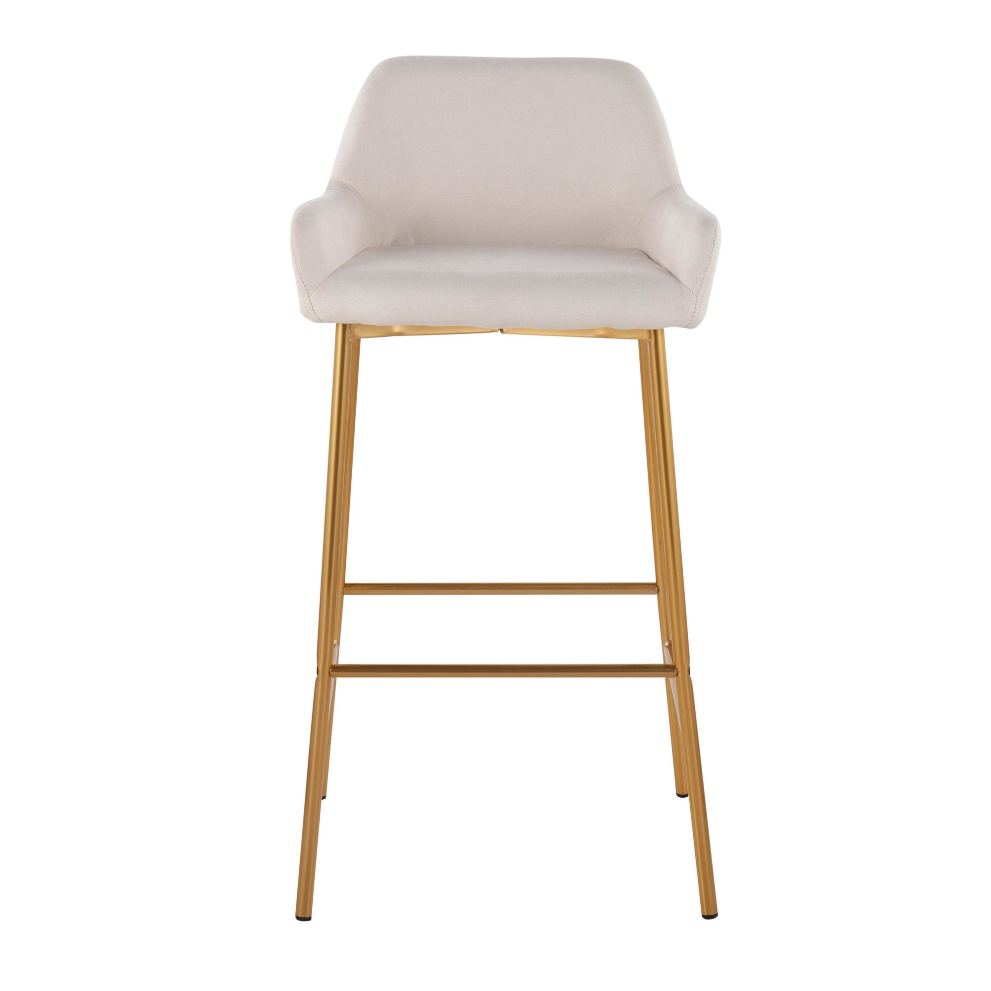 Daniella Gold and Cream Contemporary Bar Stools (Set of 2) 7 Daniella Gold and Cream Contemporary Bar Stools (Set of 2) - Image 7
