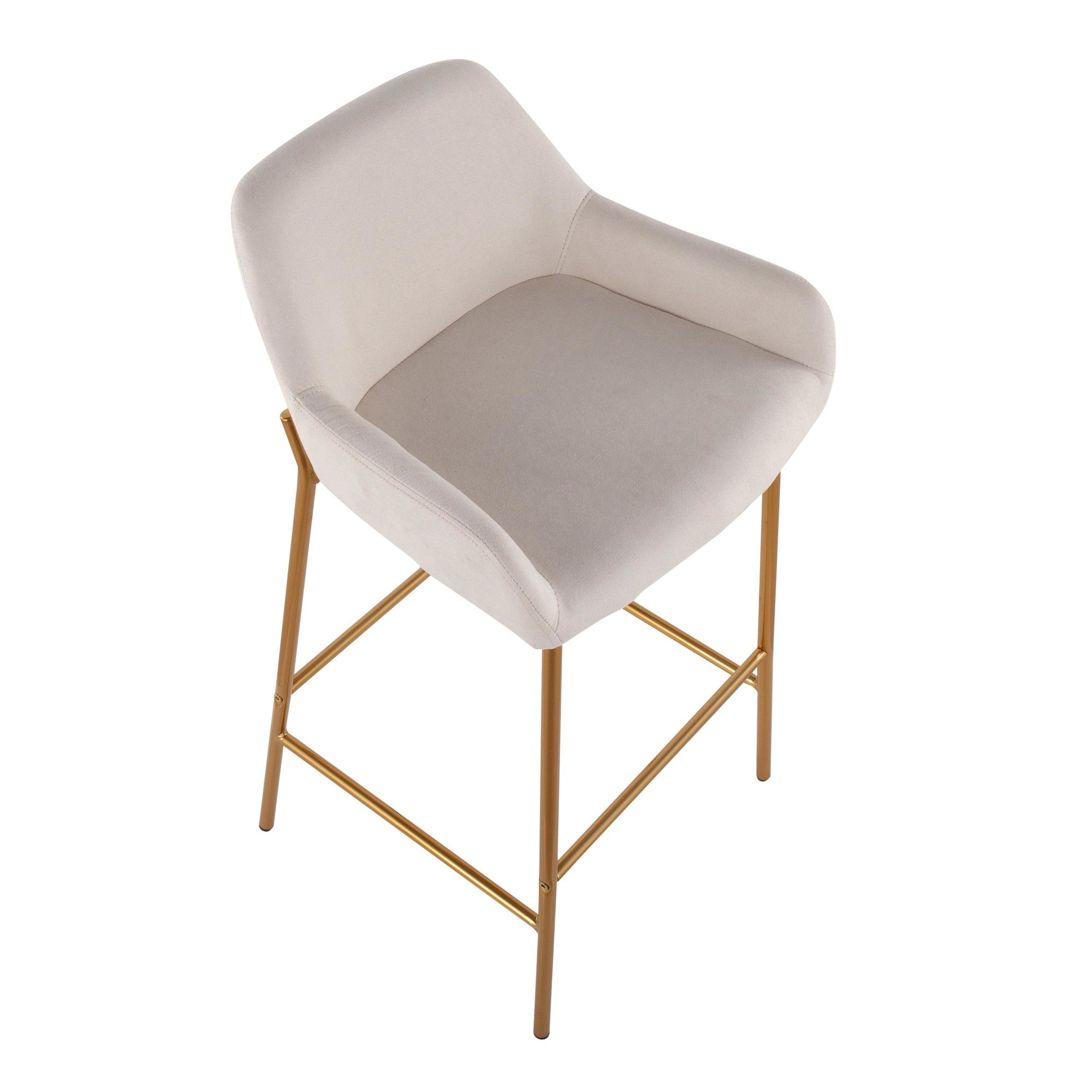 Daniella Gold and Cream Contemporary Bar Stools (Set of 2) 8 Daniella Gold and Cream Contemporary Bar Stools (Set of 2) - Image 8