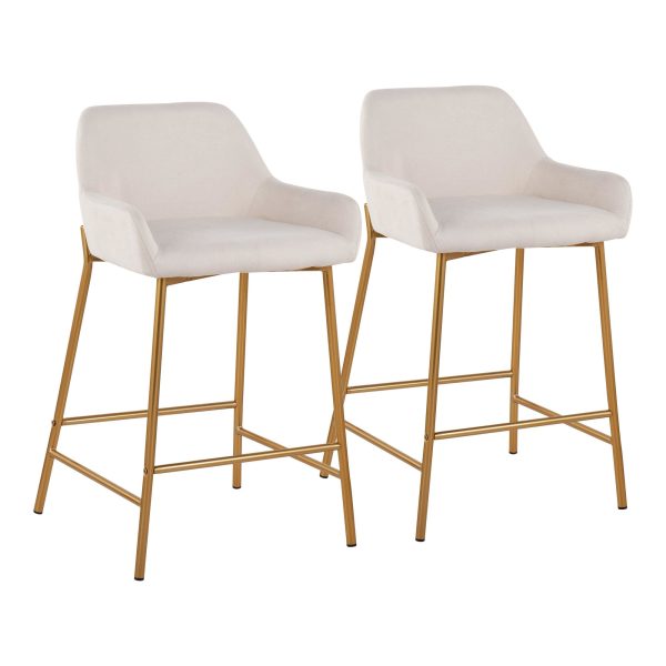 Daniella Gold and Cream Contemporary Counter Stools Set of 2 2