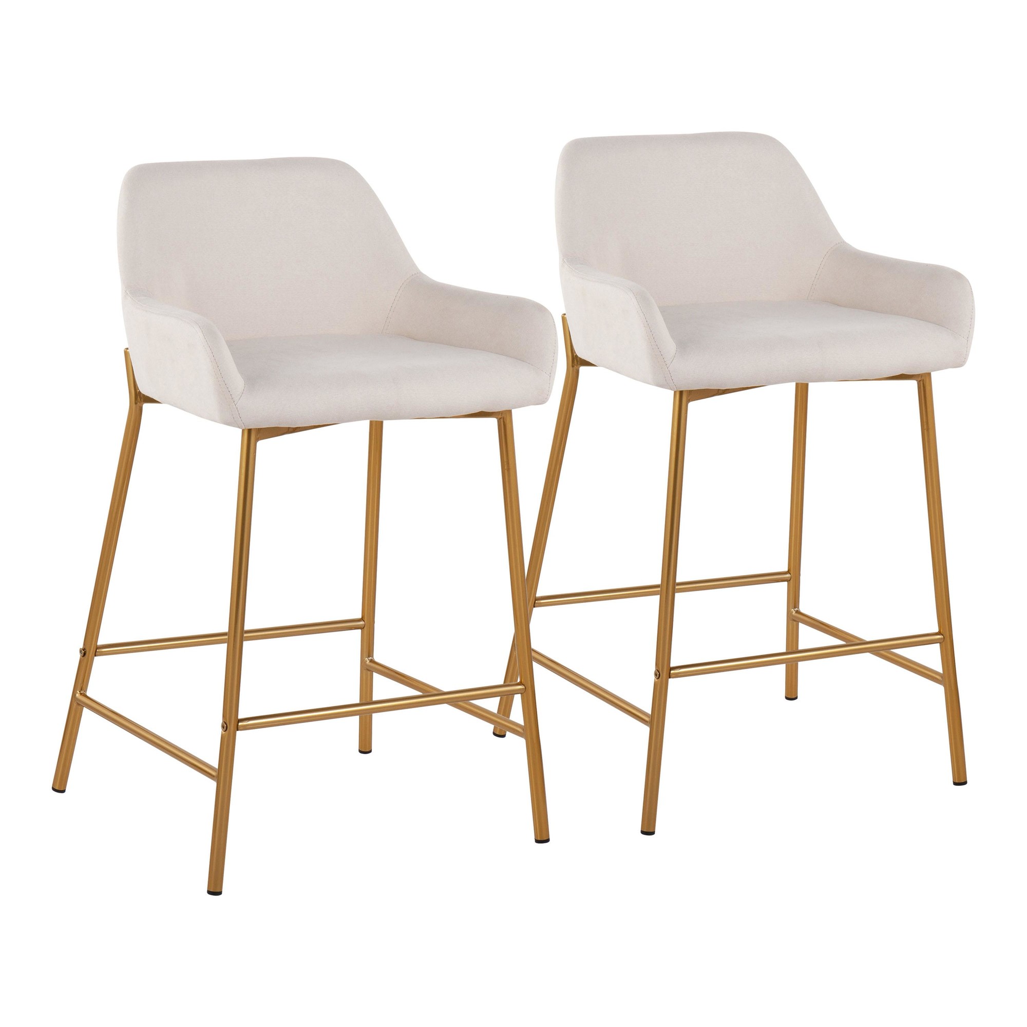 Daniella Gold and Cream Contemporary Counter Stools (Set of 2) 3 Daniella Gold and Cream Contemporary Counter Stools (Set of 2) - Image 3