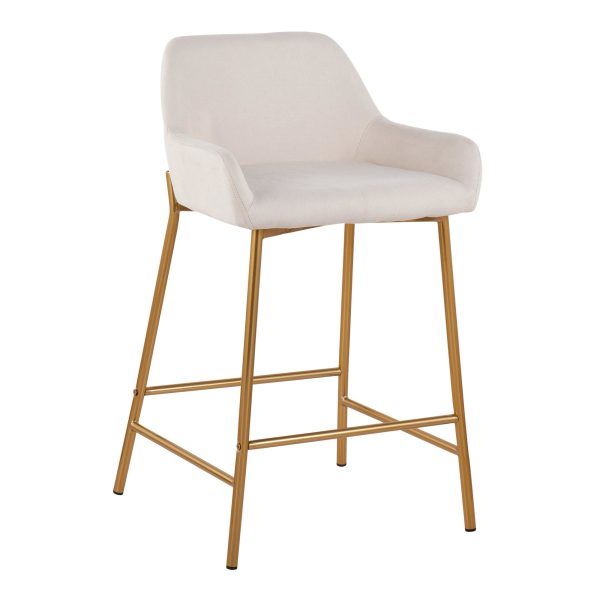 Daniella Gold and Cream Contemporary Counter Stools Set of 2 3