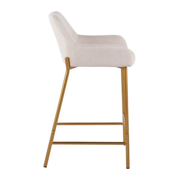 Daniella Gold and Cream Contemporary Counter Stools Set of 2 4