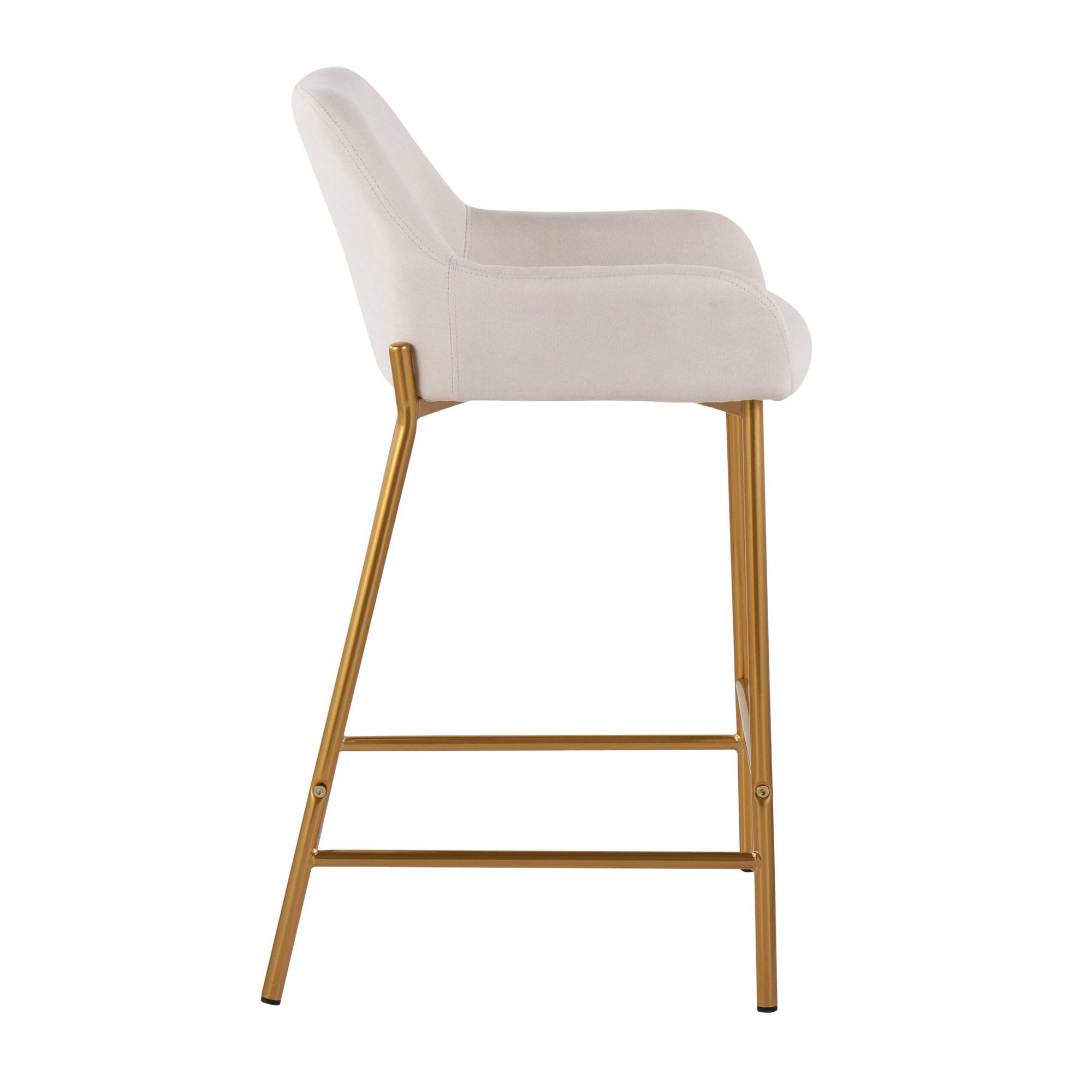 Daniella Gold and Cream Contemporary Counter Stools (Set of 2) 5 Daniella Gold and Cream Contemporary Counter Stools (Set of 2) - Image 5