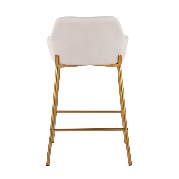 Daniella Gold and Cream Contemporary Counter Stools Set of 2 6