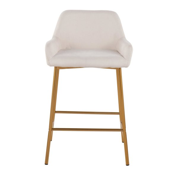 Daniella Gold and Cream Contemporary Counter Stools Set of 2 7