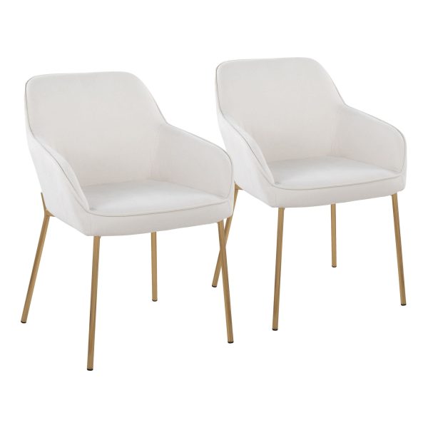 Daniella Gold and Cream Contemporary Dining Chairs Set of 2 2