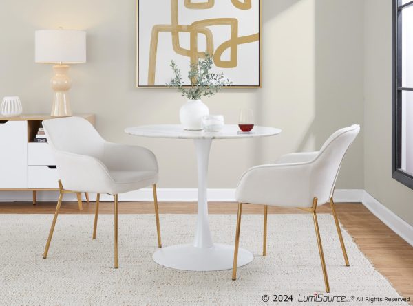 Daniella Gold and Cream Contemporary Dining Chairs Set of 2