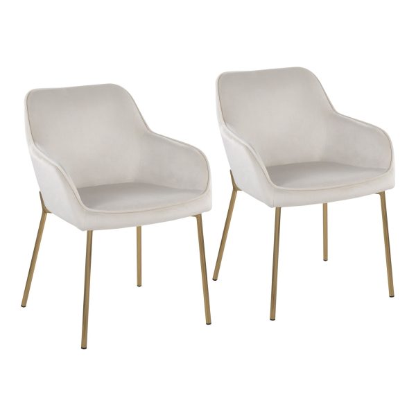 Daniella Gold and Cream Velvet Contemporary Dining Chairs Set of 2 1