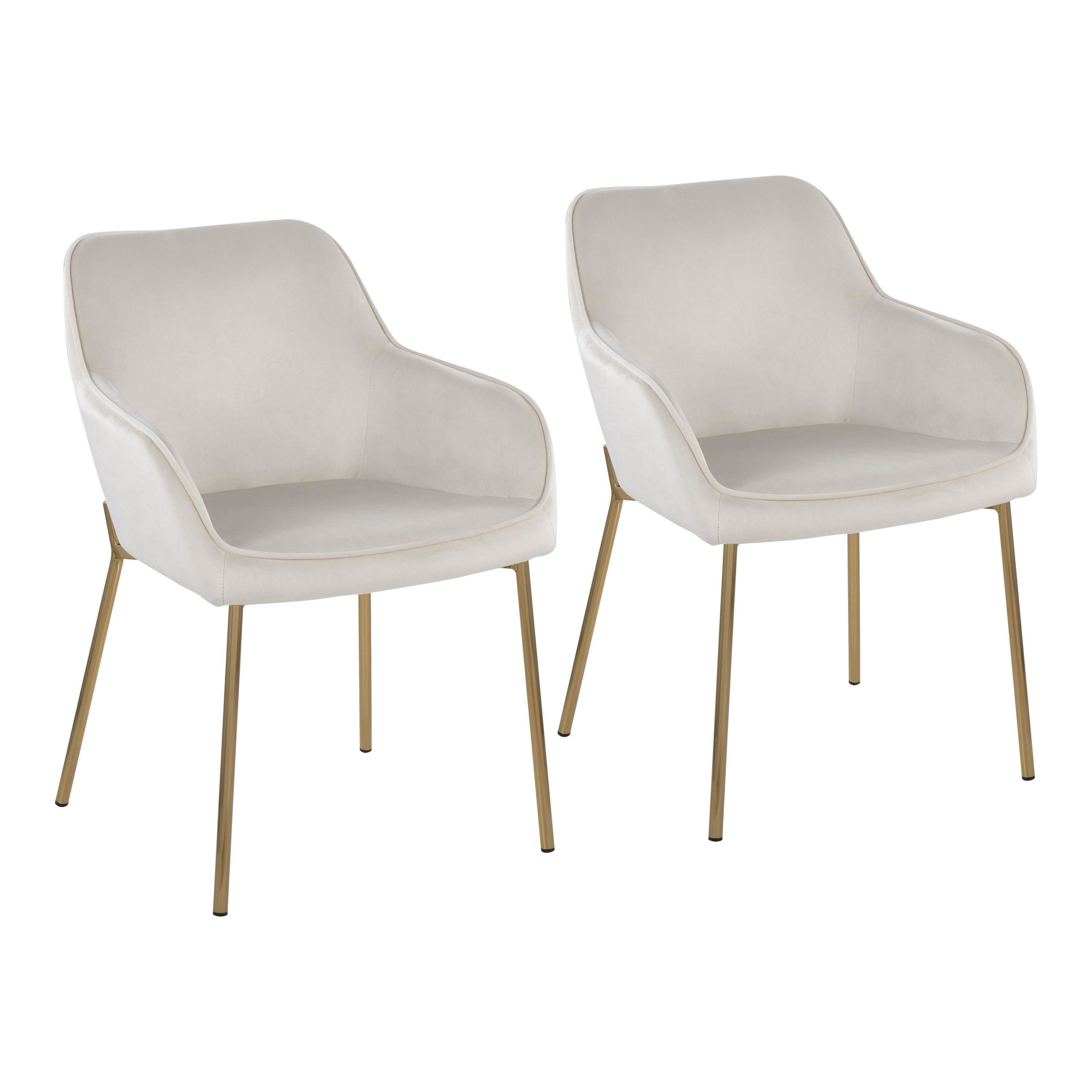 Daniella Gold and Cream Velvet Contemporary Dining Chairs (Set of 2) 2 Daniella Gold and Cream Velvet Contemporary Dining Chairs (Set of 2) - Image 2