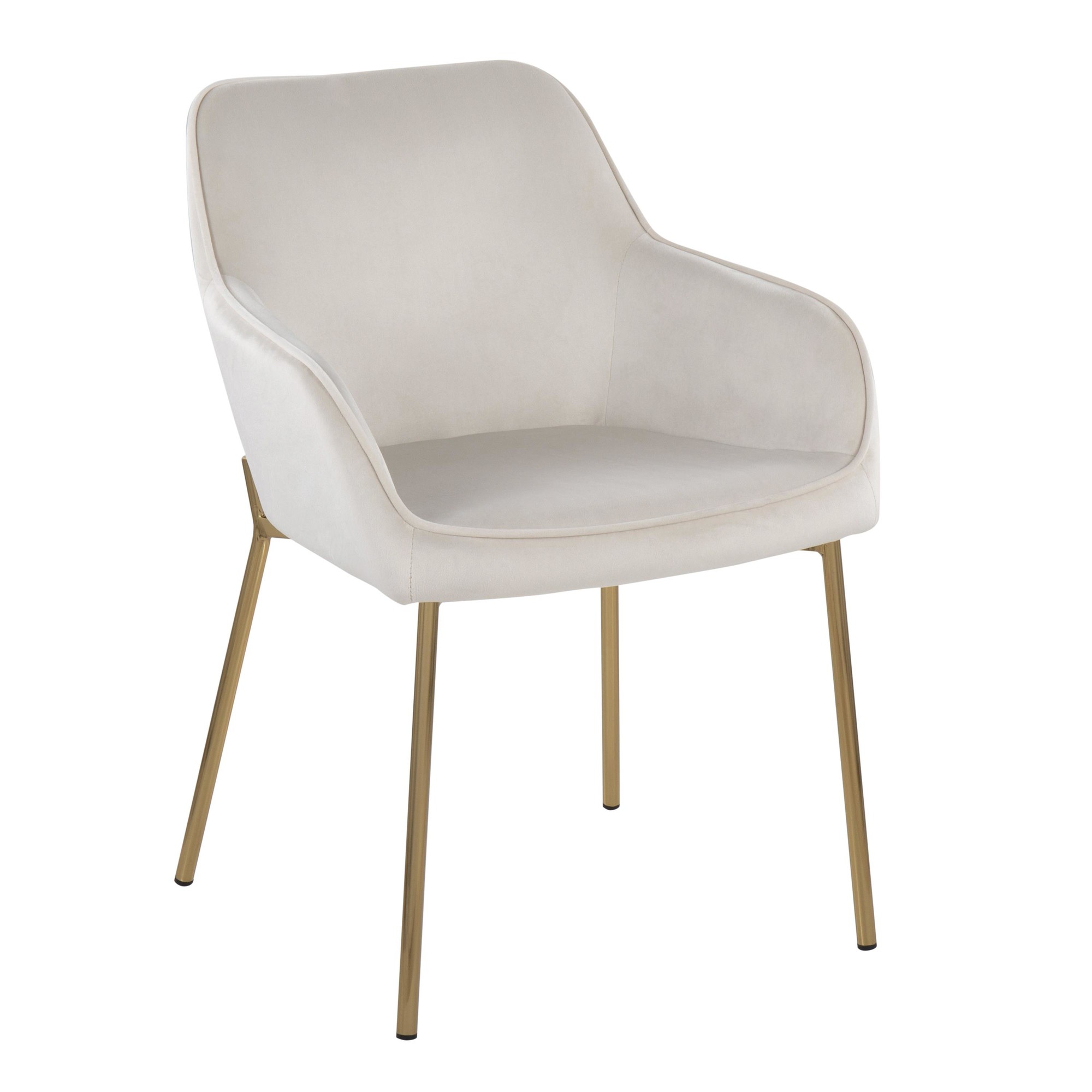 Daniella Gold and Cream Velvet Contemporary Dining Chairs (Set of 2) 3 Daniella Gold and Cream Velvet Contemporary Dining Chairs (Set of 2) - Image 3