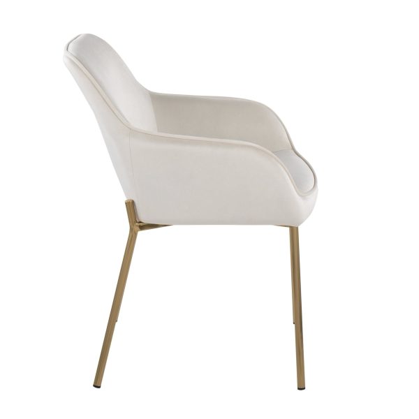 Daniella Gold and Cream Velvet Contemporary Dining Chairs Set of 2 3