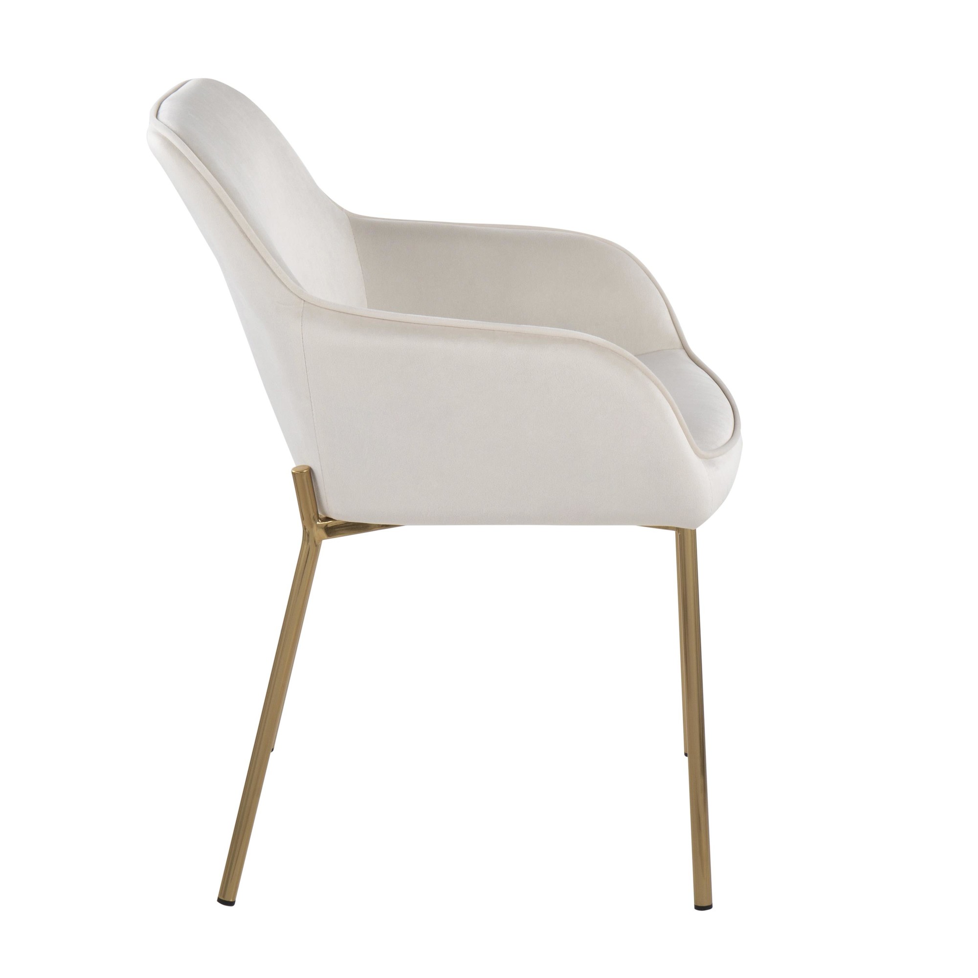 Daniella Gold and Cream Velvet Contemporary Dining Chairs (Set of 2) 4 Daniella Gold and Cream Velvet Contemporary Dining Chairs (Set of 2) - Image 4