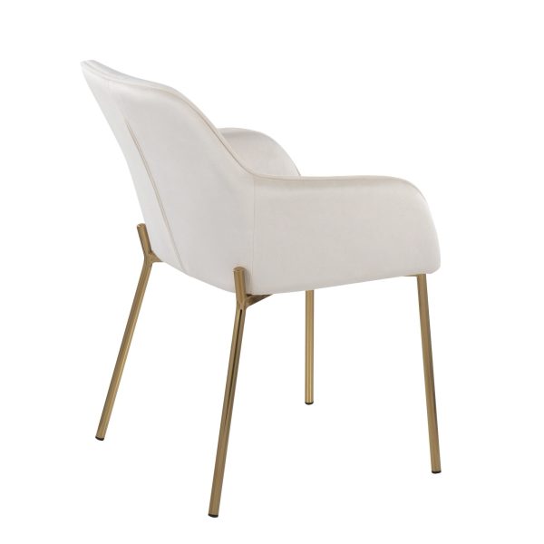 Daniella Gold and Cream Velvet Contemporary Dining Chairs Set of 2 4