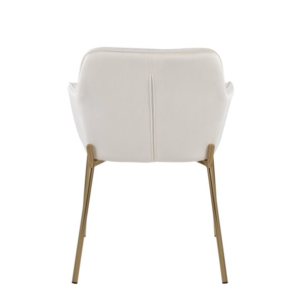Daniella Gold and Cream Velvet Contemporary Dining Chairs Set of 2 5