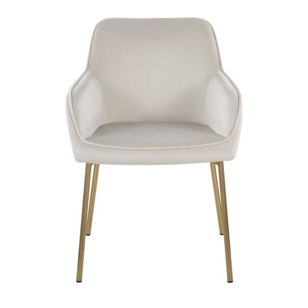 Daniella Gold and Cream Velvet Contemporary Dining Chairs Set of 2 6
