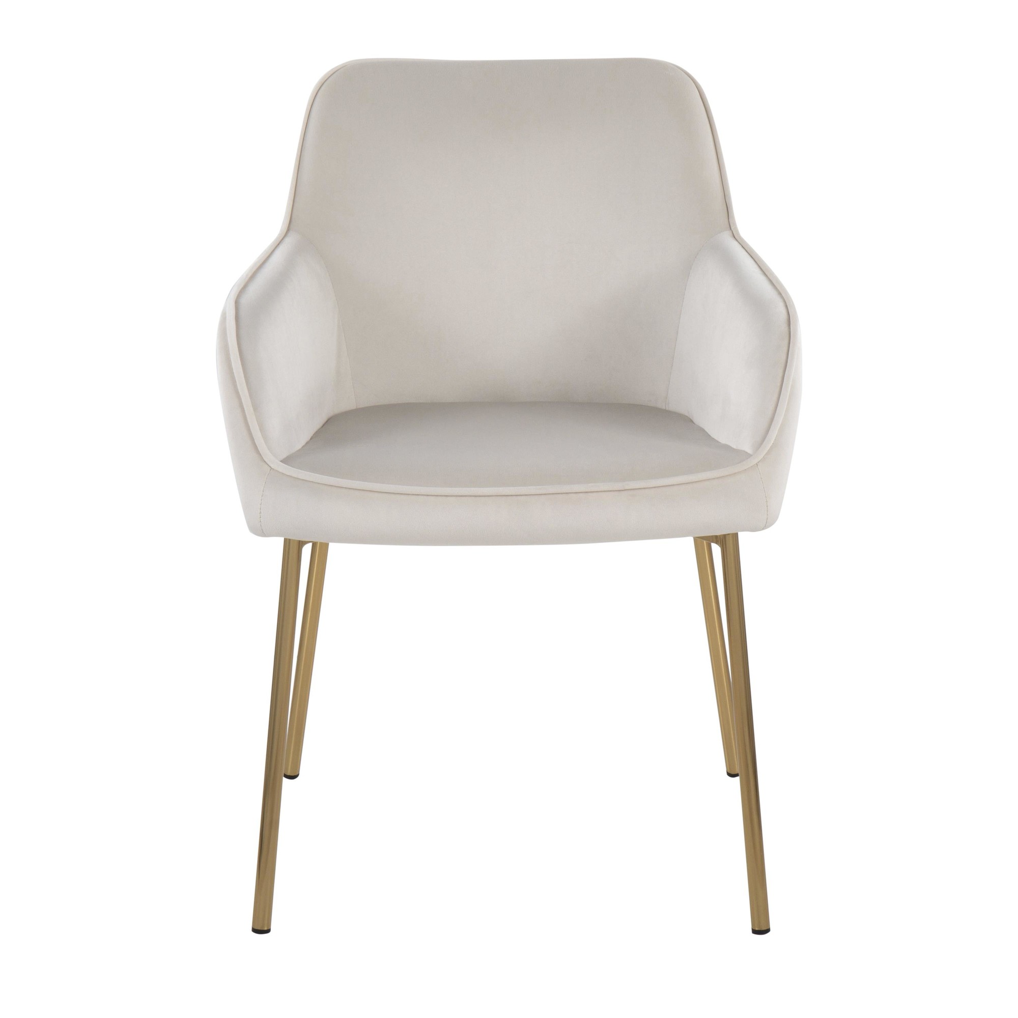 Daniella Gold and Cream Velvet Contemporary Dining Chairs (Set of 2) 7 Daniella Gold and Cream Velvet Contemporary Dining Chairs (Set of 2) - Image 7