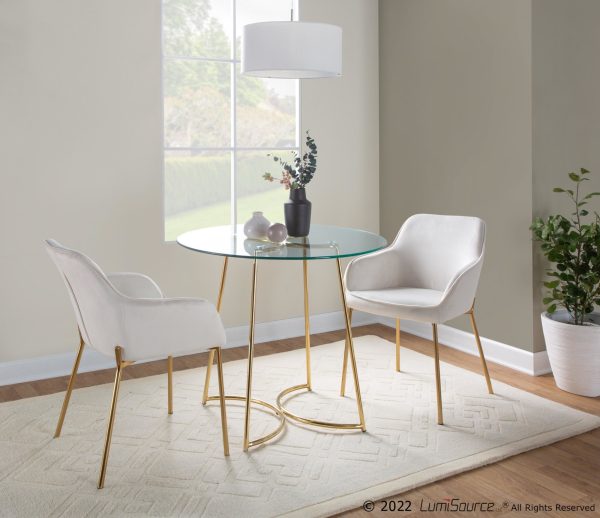 Daniella Gold and Cream Velvet Contemporary Dining Chairs Set of 2