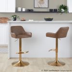 Daniella Gold and Espresso Contemporary Adjustable Barstool (Set of 2)