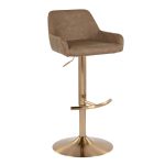 Daniella Gold and Espresso Contemporary Adjustable Barstool (Set of 2)