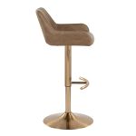 Daniella Gold and Espresso Contemporary Adjustable Barstool (Set of 2)