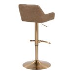 Daniella Gold and Espresso Contemporary Adjustable Barstool (Set of 2)
