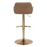 Daniella Gold and Espresso Contemporary Adjustable Barstool (Set of 2)