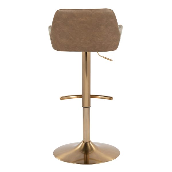 Daniella Gold and Espresso Contemporary Adjustable Barstool Set of 2 6
