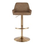 Daniella Gold and Espresso Contemporary Adjustable Barstool (Set of 2)